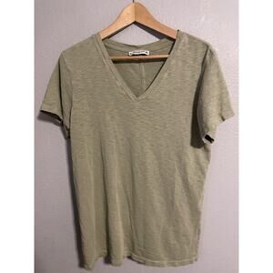 American Giant Womens Premium Slub V Neck Tee XL Green Supima Cotton Minimalist